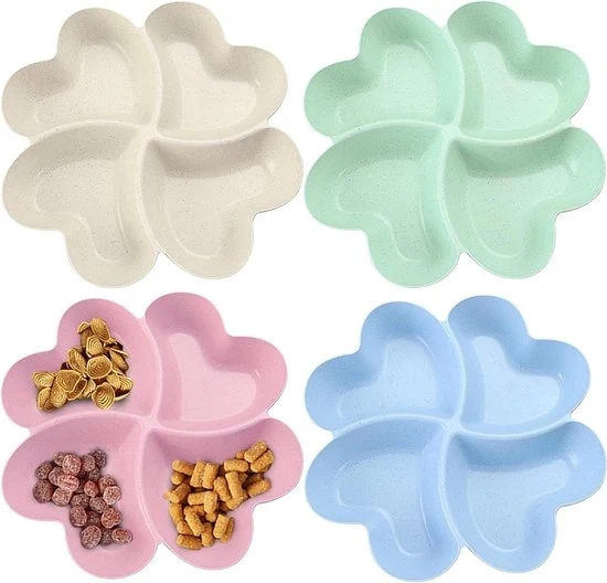 Piatti per snack con compartimenti - Piatto per snack a forma di cuore - Piatto per frutta da festa - Piatto per frutta snack - Dessert per snack - Piccoli snack di frutta e noci - Piatto per frutta