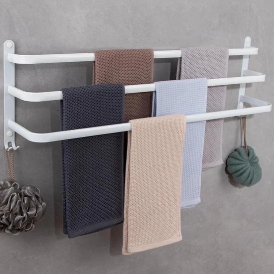 Telaio di Attacco per Parete con Ganci - Alluminio - 3 Strati - 80cm - Bianco