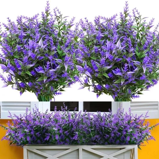 Fiori di lavanda artificiali - decorazione per interni e esterni - 12 pezzi - viola - plastica