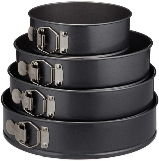 Set di 4 forme per torta - rivestimento antitrasferimento - grigio-metallico
