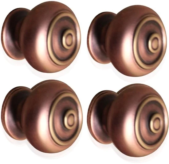 Pomelli in rami di canna - 4 pezzi - Bronzo antico - Ottone massello - 30 mm