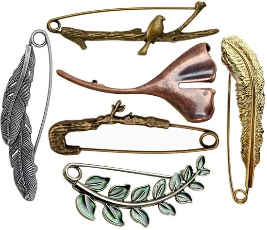 Spilletti di sicurezza retro - fermagli eleganti per donne - colori misti - disegno foglia di ginkgo