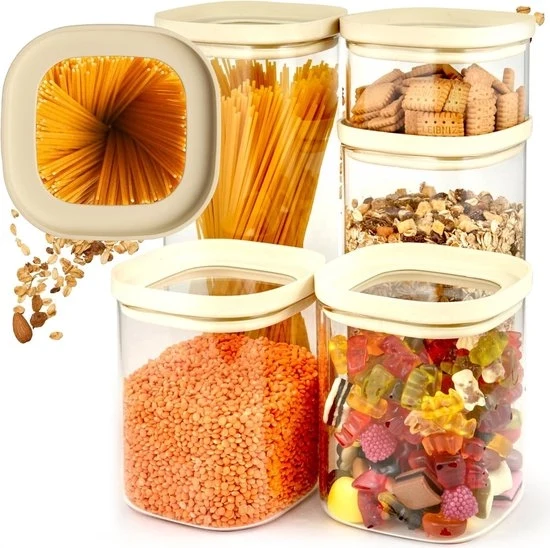 Set di Contenitori Aziendali - Bicchieri di Vetro per Cucina - 5 Pezzi - Vetro Borosilicato - Stivati