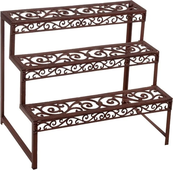 Scalino per piante Design balcone rete per piante in ghisa rossa rettangolare 79 cm 49 cm 66 cm Scalino per piante