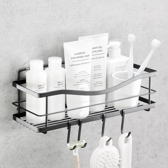 Pannello doccia - Organizzatore autofissante per la stanza da bagno - 1 pezzo - Nero