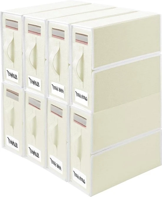 Organizzatore di tessuti per letto pieghevole con finestra e chiusura a righelli - 8 pezzi - tessuti per letto King e Queen - beige