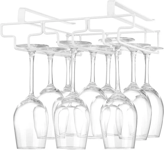 Sostegno per bicchieri sotto il mobile - Supporto per bicchieri da vino - Bianco - Metallo