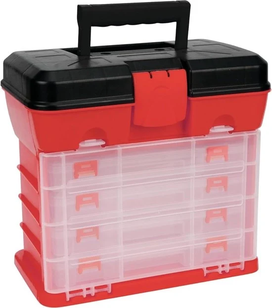 Sistema di Supporto in Plastica per Cassetta degli Attrezzi con 4 Organizzatori - Modello W54042 - Cassetta degli Attrezzi di Alta Qualità