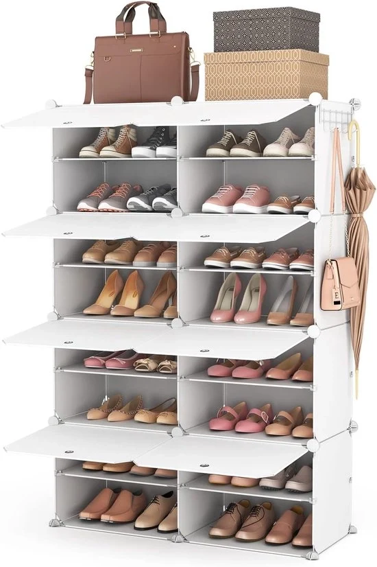 Organizzatore di scarpe - spazievendente - 8 piani - bianco - 32 paia