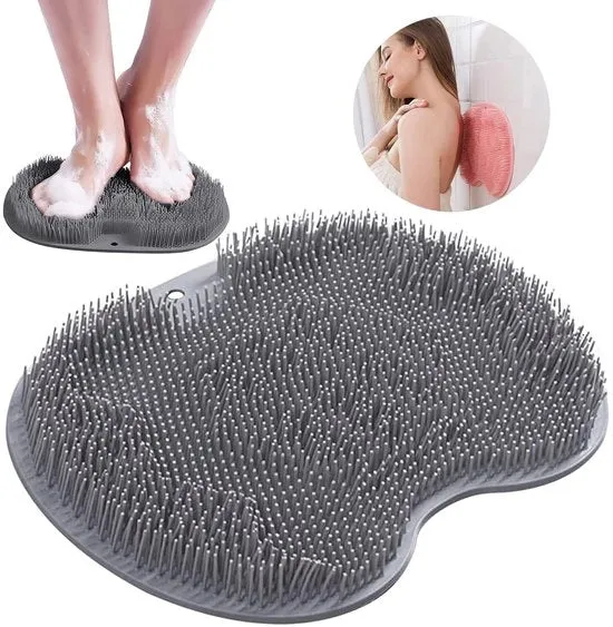 Panno di massaggio antiscivolo in silicone - Apparecchio per massaggi con peeling - Grigio - Massaggio per gambe e piedi - Ideale per l'autoigiene - Adatto per l'uso domestico