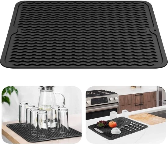 Afdruiprek in Silicone - Resistente al Calore e Antiscivolo - 1 pezzo - Nero - 30x40 CM