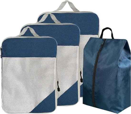 Set di sacchetti di packing - Organizzatore di valigia 4 pezzi - Incluso asciugamano
