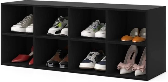 Rack in Legno - Capacità di Carico 230 kg - 8 Compartimenti Aperti - Costruzione in Legno - Cassa Scarpe