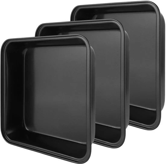 Set di 3 padelle a forma quadrata con spazzola in silicone - multifunzionale - 22,5 x 22 x 5 cm