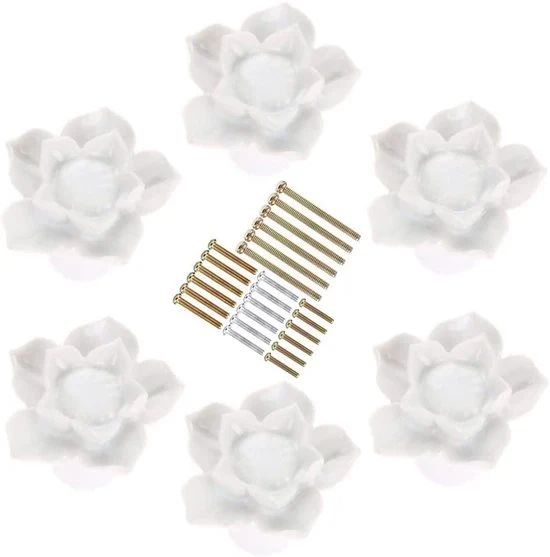 Bocchette per vaso di fiori in ceramica - Stile vintage - 6 pezzi - Bianco - Adatti per comodini e armadi