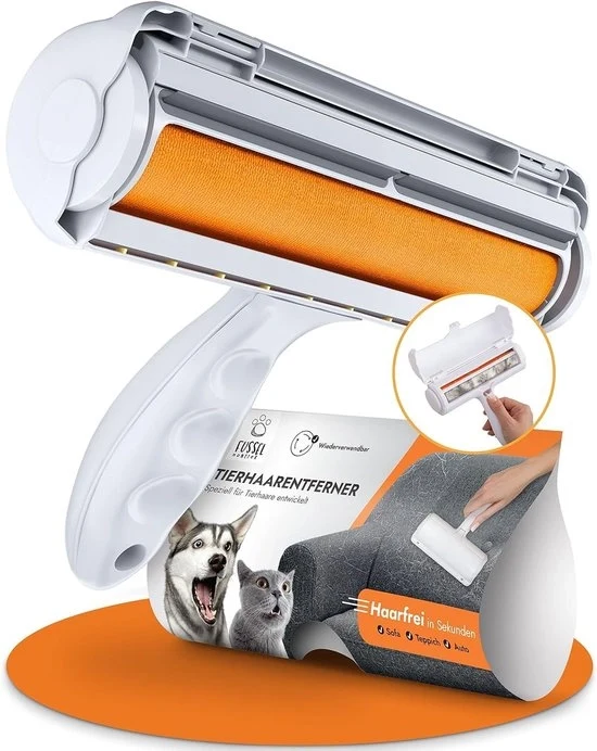Rimovitore di peli animali riciclabili – Rotolo di peli con contenitore di raccolta – Rimozione di pelo di animale manuale per divano, tappeto, abiti e sedili di auto