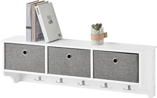 Capocassettiera da Parete per Abbigliamento, Bianco-Grigio, 100x20x30cm