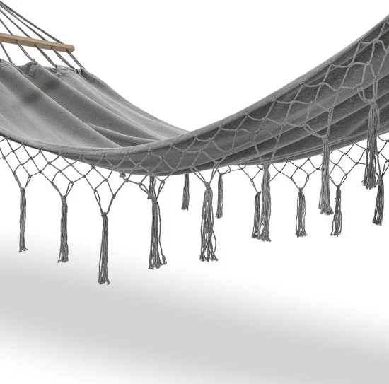 Hangmat Boho con Kwasten e Tas in Grano Grezzo 200 x 100 cm