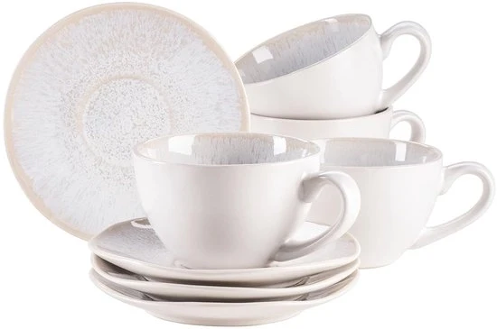 Set di tazze eleganti con guarnizione a mano - stile vintage - set da 4 - ceramica - 270 ml