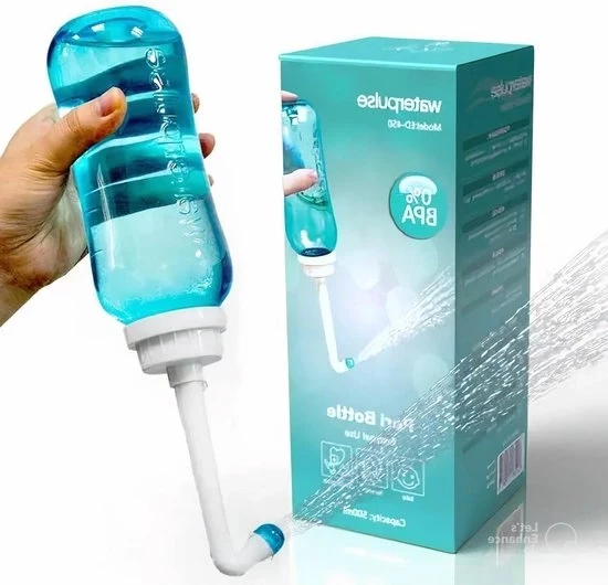 Bidet portatile con manopola e doppio getto - Confezione con tasca di stoccaggio - Peri Bottle per igiene intima - Bidet femminile per il bagno