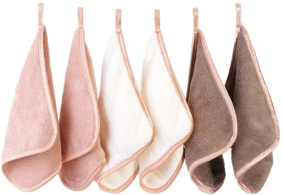 Set di 6 Panno di Pulizia per il Viso in Microfibra – Panni da Viso Risciacquabili per Pulizia Gentile, 20 x 20 cm, Marrone