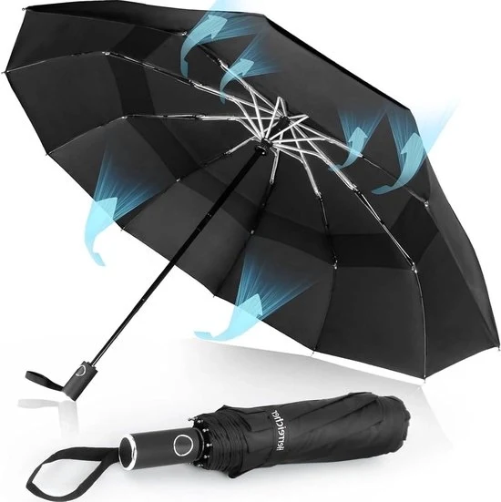 Paraplu impermeabile compattabile - leggero - nero