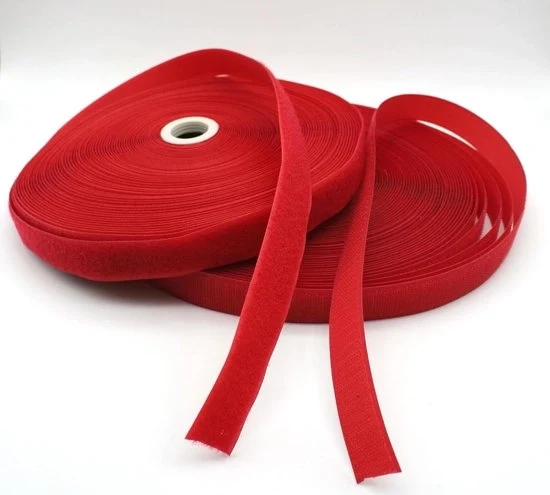 Nastro di Adesivo Velcro per Sartoria - Adesivo Velcro Rosso - 25m Lungo 25mm Largo - Adesivo Velcro Colore Intenso - 1 Pezzo