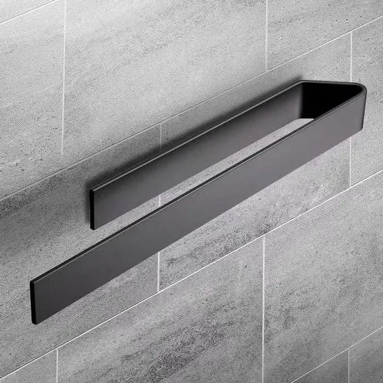 Sostegno asciugamano da parete - 40 cm - autoadesivo - nero - alluminio