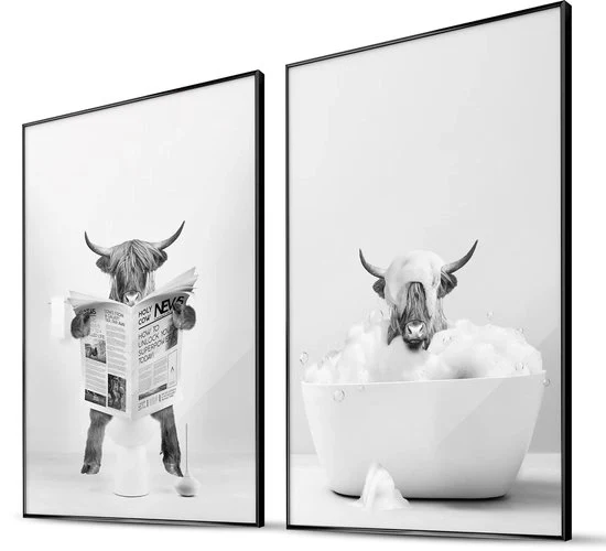 Set di Wandafbeeldingen Premium - Set da 2 - Bianco Nero - DIN A3