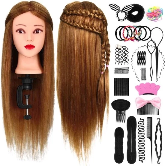 Capello di Pratica per Parrucchiere - Capello di Pratica con Capelli Umani - Capello di Pratica con Capelli Umani Realistici - Capelli Umani - Capello di Pratica