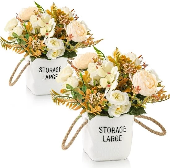 Set di fiori artificiali da 4 - hortensie bianche e rose di neppio - decorazioni floreali