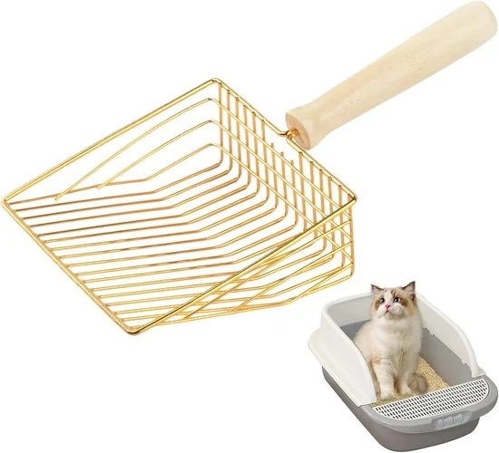 Spazzola per gatti in metallo - ideale per animali domestici - 1 pezzo - con maniglia in legno