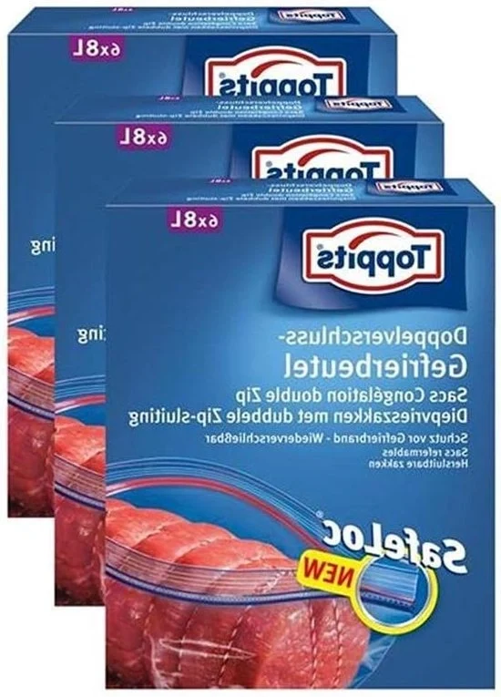 6x8 litri doppie chiusure sacchetti congelatori - 3 pacchi sacchetti congelatori
