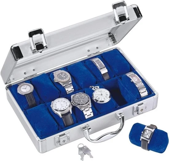 Orologio da Parete per 12 Pezzi - Telaio in Velluto Grigio chiaro - Coperchio in Vetro