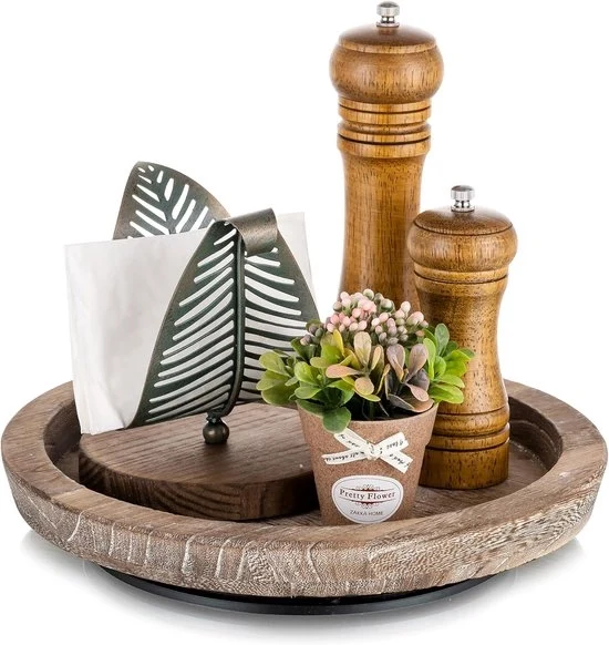 Piatto di Rotazione in Legno - Piastra di Supporto Decorativa e Rustica - 1 pezzo