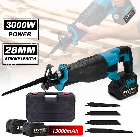 Reciprocante a batteria - Regolabile la velocità - 4 lami - Taglio legno/metallo/plastica - 10000 rpm