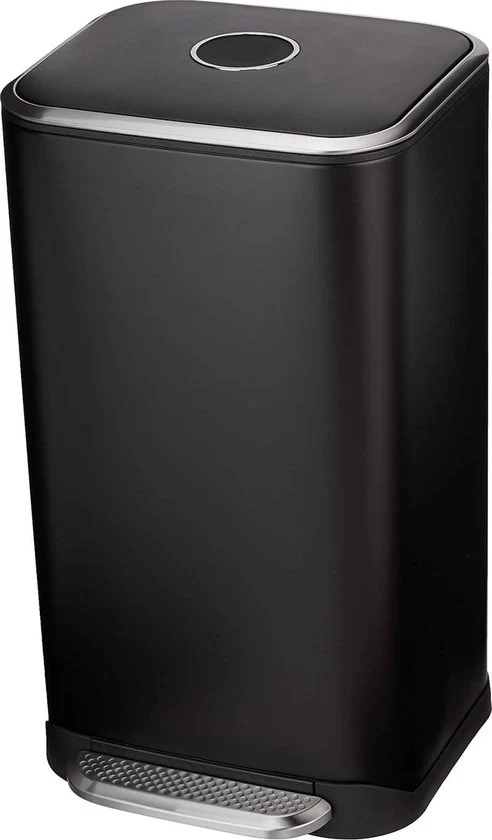Bacchetta della Spazzatura da 32 litri con Pedale Softclose - per Casa e Ufficio - Bacchetta Quadrata Nera da 60 litri