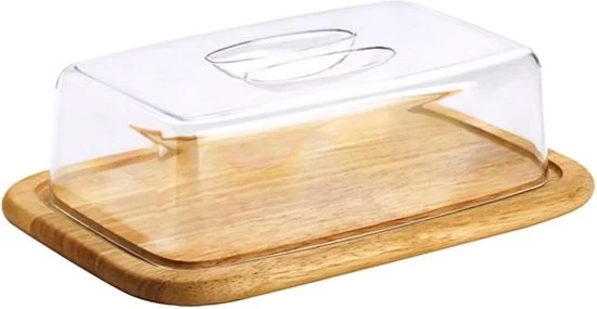 Scatola per formaggio quadrata in legno di gomma - dimensioni 30 x 20 x 9 cm supporto per formaggio