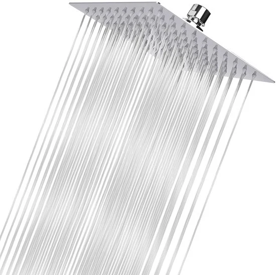 Doccia a pioggia - testa quadrata alta pressione - cromata - 20 cm - acciaio inossidabile 304