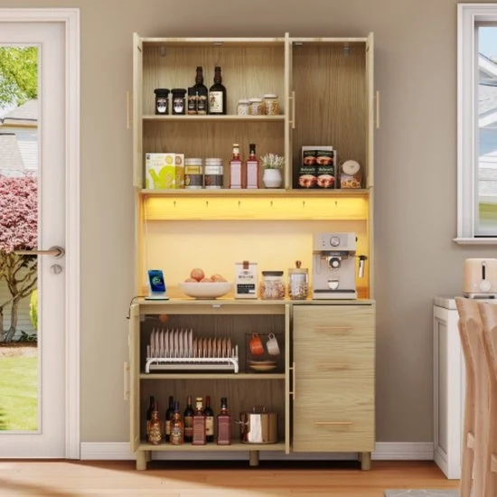 Cassettiere - Illuminazione LED a basso profilo - Hub di alimentazione - 3 porte - Maniglie in oro