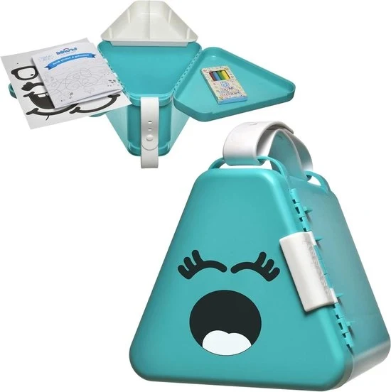 Tavolo da gioco per bambini attività e viaggi - contenitore di giochi per sedile auto o in viaggio - verde blu - accessori di viaggio per bambini - contenitore da viaggio per bambini con tavolo da gioco