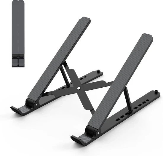 Supporto Portatile per Laptop – Altezza Regolabile per Notebook – Supporto per Laptop con Ventilazione per Laptops da 10 a 15,6 Pollici – ABS + Silicone – Nero