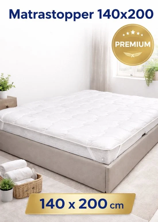 Matrimoniale Top Matrass 140x200cm – Soffice & Respirante, Lavabile, Matrass Protettore per Tutte le Stagioni con Piuma Pluie