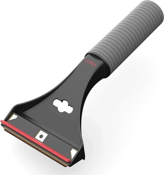 Scavatrice per ghiaccio con lamella in ottone - Maniglia antiscivolo - 1 pezzo - Nero-Rosso