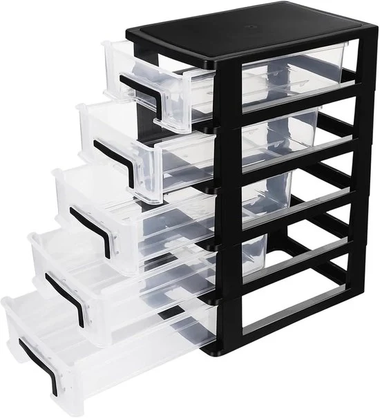 Organizzatore trasparente per cassetti - stivellabile - 5 strati - plastica