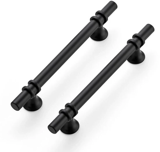 Set di 10 maniglie per armadiere - Base rotonda - Nero