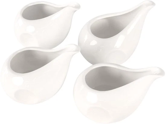 Set di piccoli contenitori in ceramica - multifunzionale - set da 4 - bianco - ceramica - 12 cm