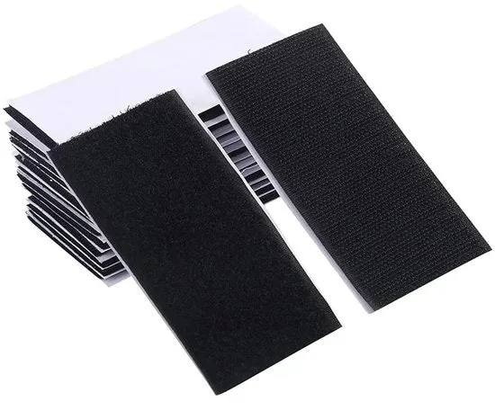 Nastro adesivo a doppia faccia - Resistente e impermeabile - 24 pezzi - Nero - Nylon - 10 cm x 2,5 cm