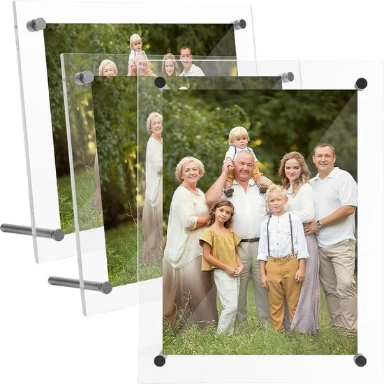 Fotolijst senza cornice - doppia faccia - 3 pezzi - acrilico - 13 x 18 cm