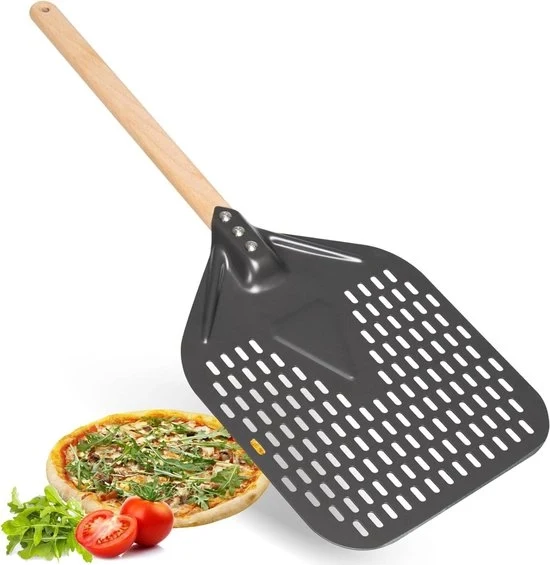 Spiedino perforato per pizza - Ideale per la preparazione delle pizze - 1 pezzo - Alluminio e legno - 10 pollici